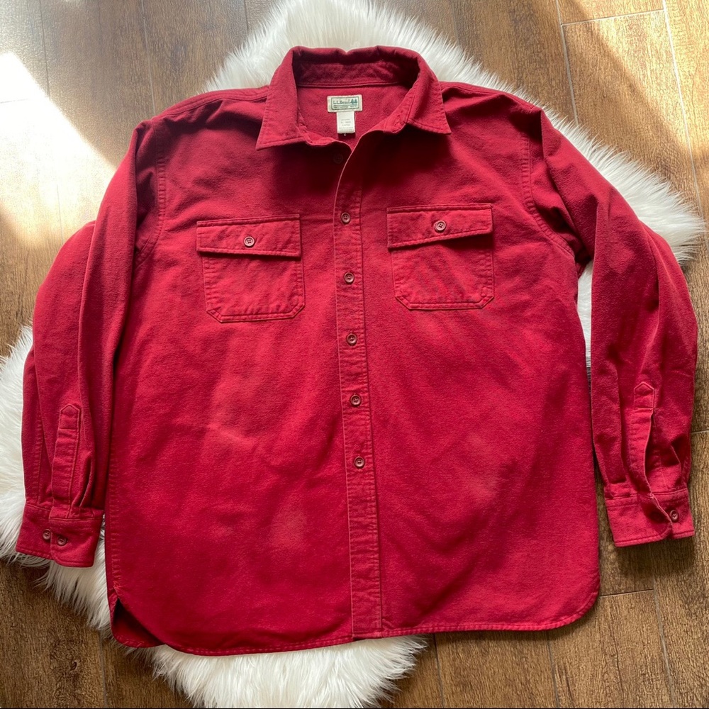 L.L. Bean Burgundy Red Button Down Extra Large XL